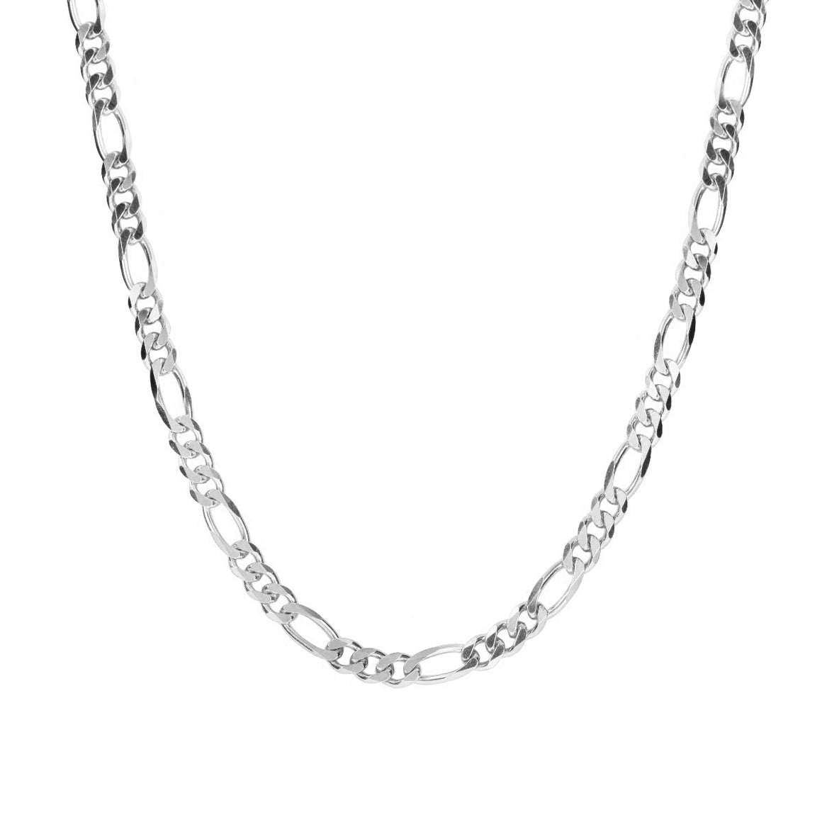 54 FLORAL 10mm FIGARO NECKLACE CHAIN- SILVER