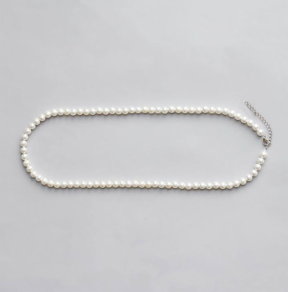 54 FLORAL 8mm PEARL NECKLACE BEAD NECKLACE CHAIN - WHITE