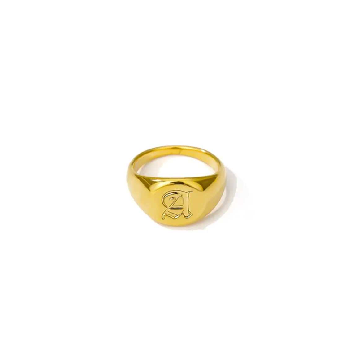 54 FLORAL PERSONALISED LETTER BAND SIGNET RING