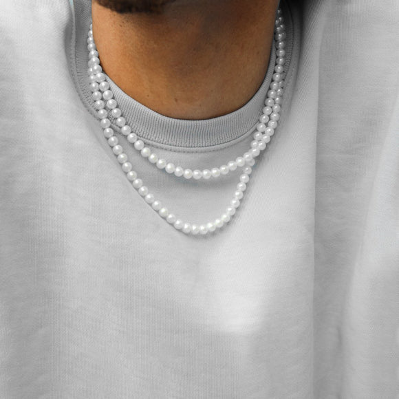PEARL NECKLACE WHITE CHAIN 