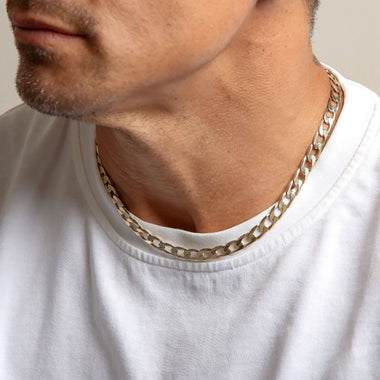 54 FLORAL 8mm CURB CUBAN NECKLACE CHAIN - GOLD