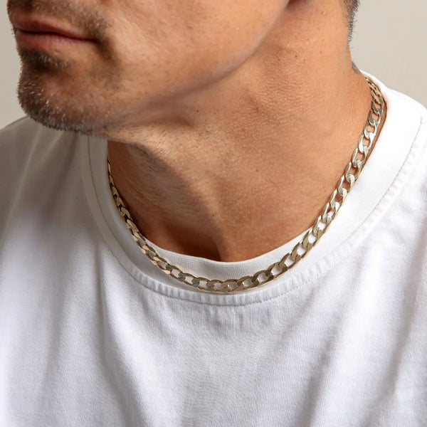 54 FLORAL 8mm CURB CUBAN NECKLACE CHAIN - GOLD