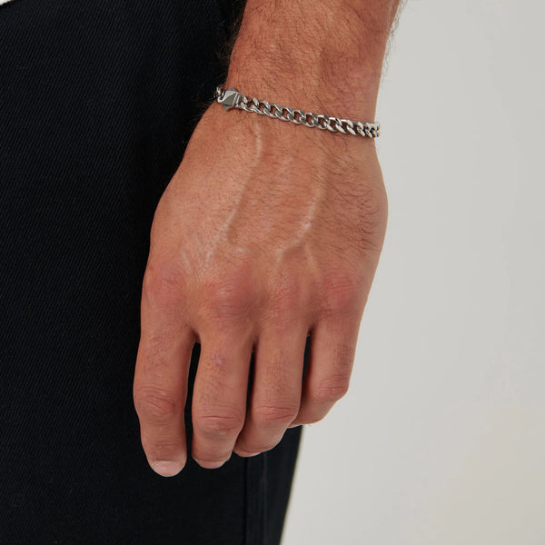 54 FLORAL 6mm CURB CUBAN BRACELET - SILVER