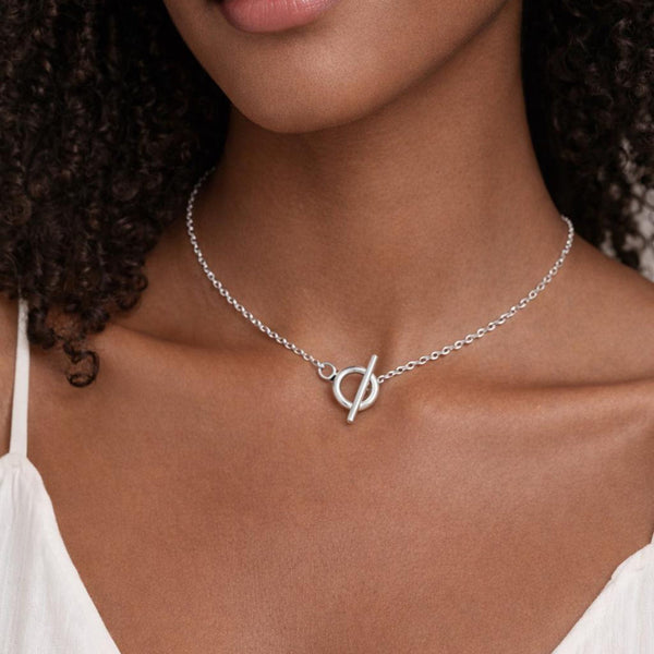 54 FLORAL T-BAR TOGGLE CHARM PENDANT 2mm TRACE SLIM OVAL NECKLACE CHAIN - SILVER/GOLD (Copy)