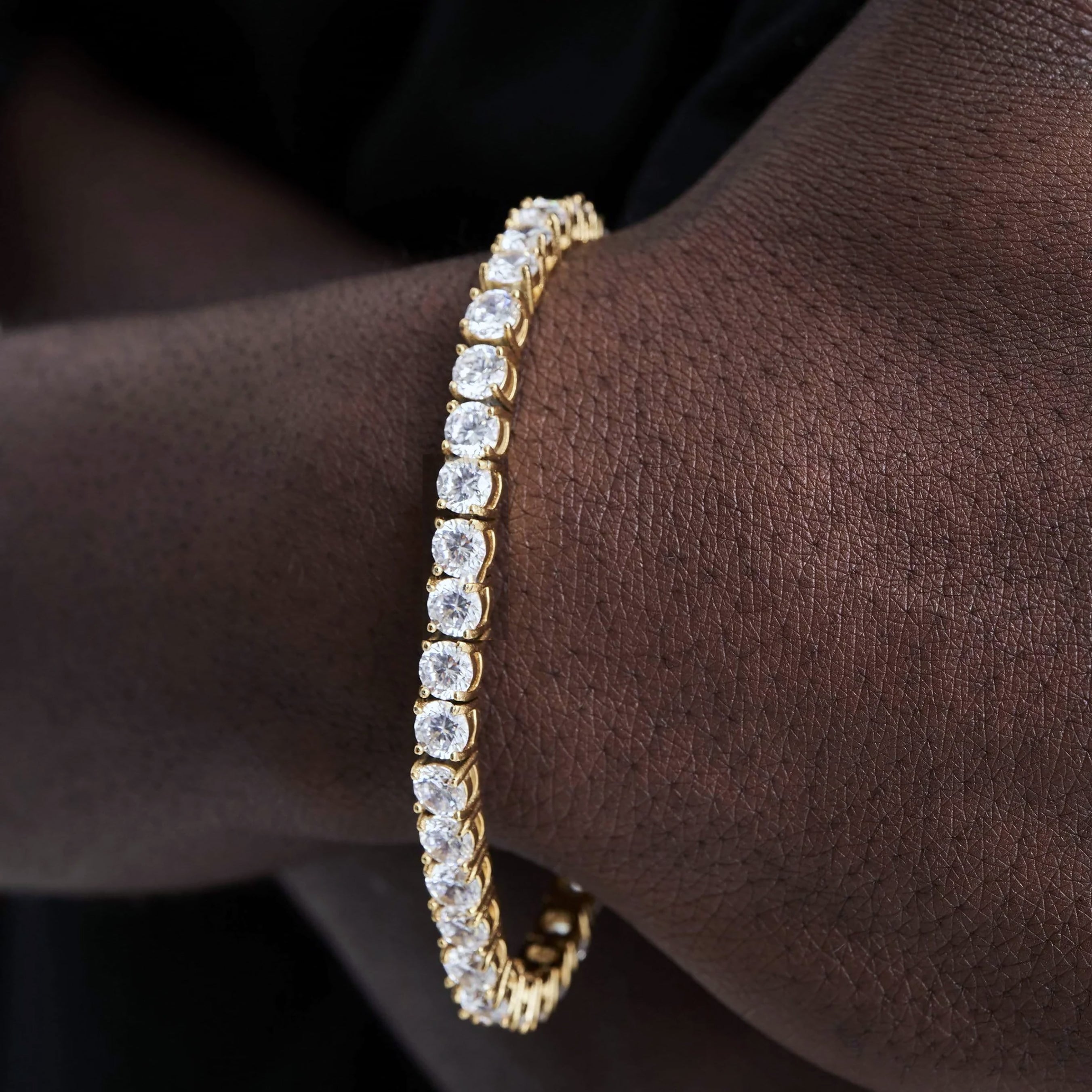 54 FLORAL 5mm ICED TENNIS CRYSTAL DIAMOND CURB BRACELET 54 Floral