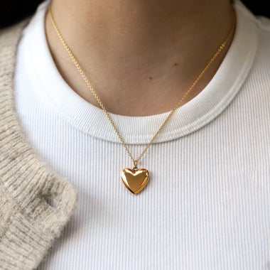 54 FLORAL HEART LOVE CHARM PENDANT NECKLACE CHAIN - GOLD
