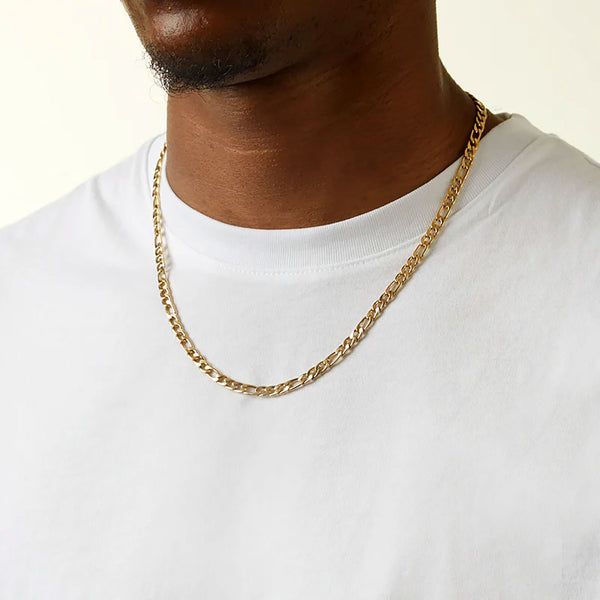 54 FLORAL 6mm FIGARO NECKLACE CHAIN - GOLD