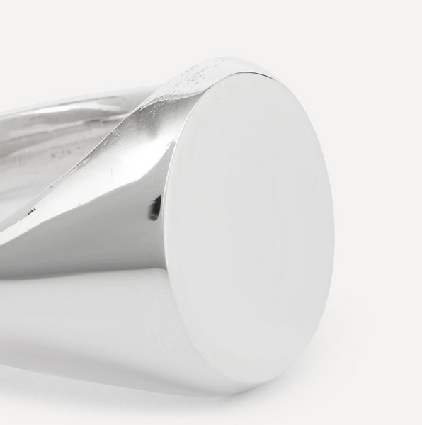 54 FLORAL CIRCLE FACE SIGNET RING - SILVER