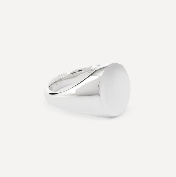 54 FLORAL CIRCLE FACE SIGNET RING - SILVER