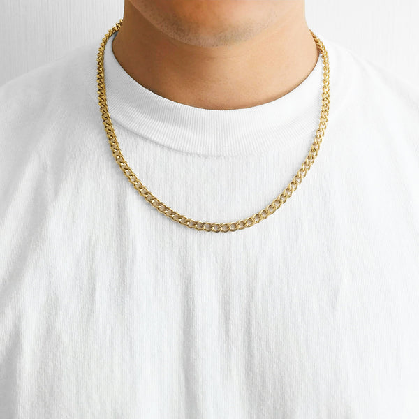 54 FLORAL 6mm CURB CUBAN NECKLACE CHAIN - GOLD