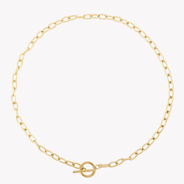 54 FLORAL T-BAR TOGGLE CHARM PENDANT CHUNKY WIDE OVAL NECKLACE CHAIN - SILVER/GOLD