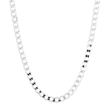 54 FLORAL 8mm CURB NECKLACE CHAIN - SILVER