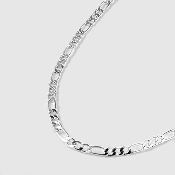 54 FLORAL 10mm FIGARO NECKLACE CHAIN- SILVER