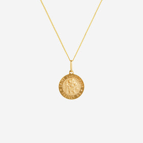 54 FLORAL 8K GOLD PLATED SAINT CHRISTOPHER PENDANT NECKLACE CHAIN