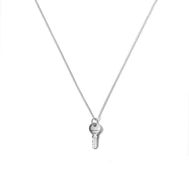 54 FLORAL KEY PADLOCK PENDANT 2mm CURB NECKLACE CHAIN - SILVER