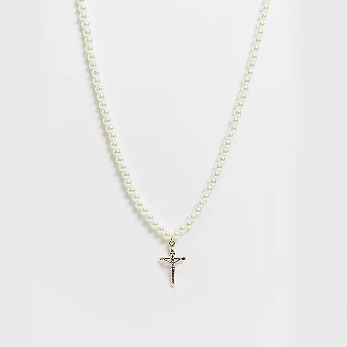 54 FLORAL CRUCIFIX CROSS PENDANT PEARL NECKLACE BEAD NECKLACE CHAIN
