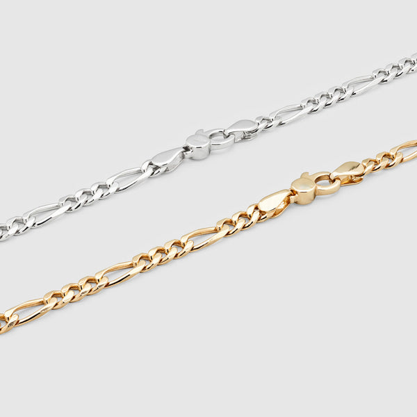 54 FLORAL 6mm FIGARO BRACELET - SILVER