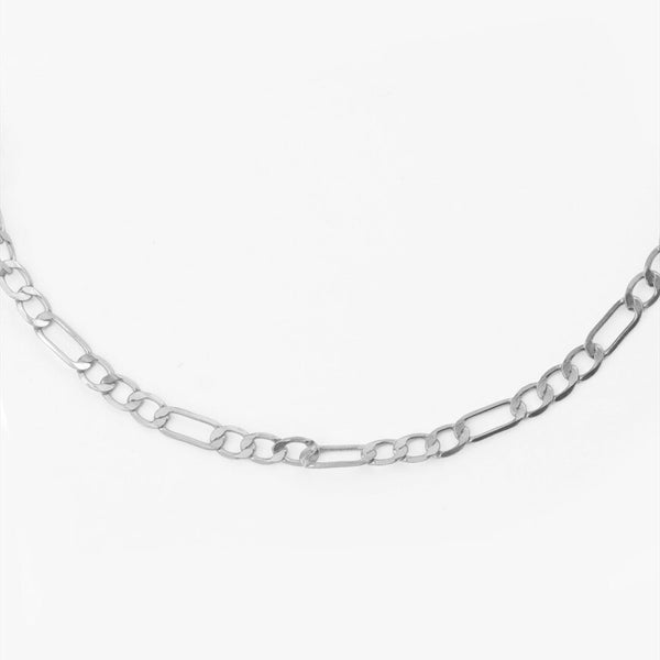 54 FLORAL 12mm FIGARO NECKLACE CHAIN - SILVER
