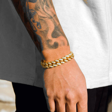 54 FLORAL 10mm ICED TENNIS CRYSTAL DIAMOND CURB BRACELET