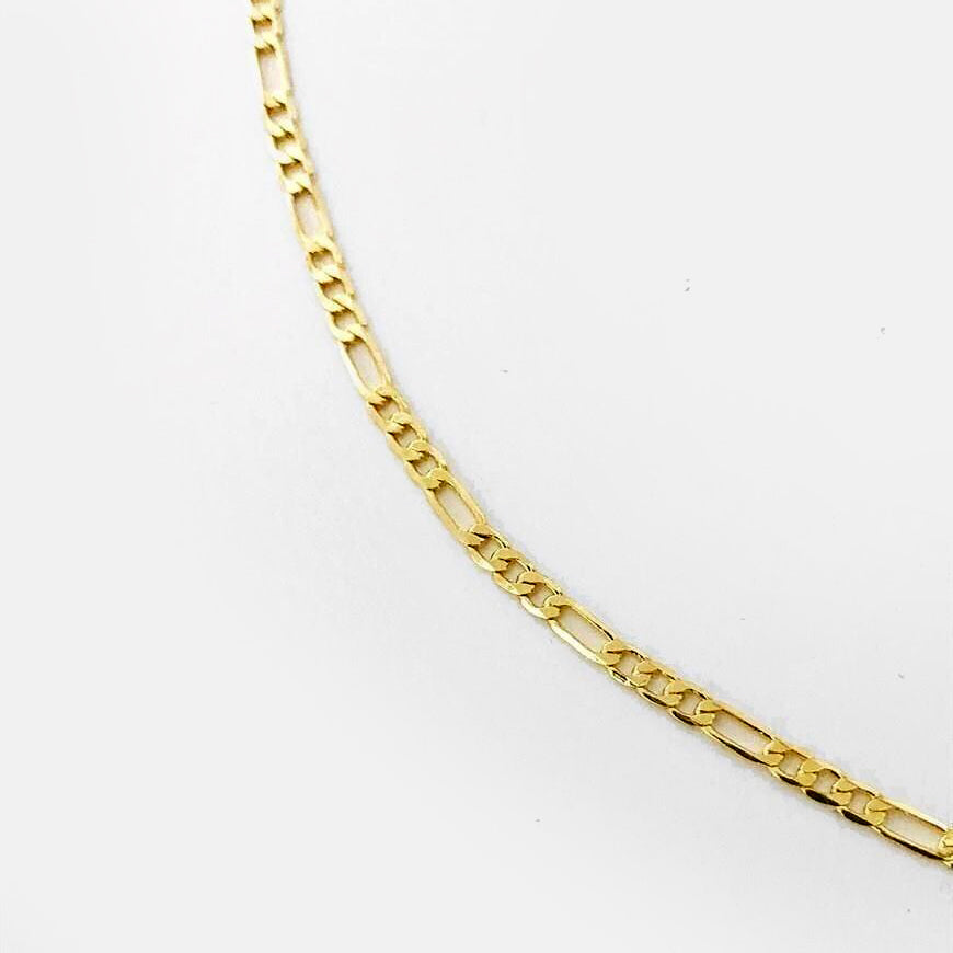 54 FLORAL 4mm FIGARO NECKLACE CHAIN - GOLD