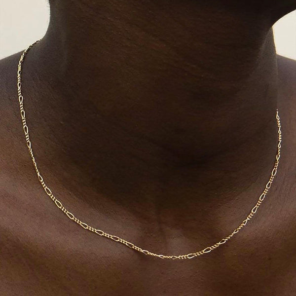 54 FLORAL 3mm FIGARO NECKLACE CHAIN - GOLD