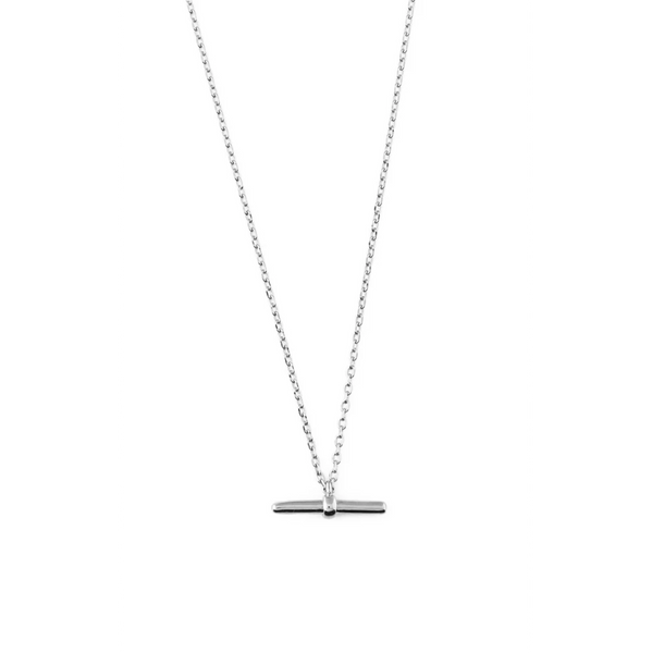 54 FLORAL T BAR PENDANT CURB NECKLACE CHAIN - SILVER