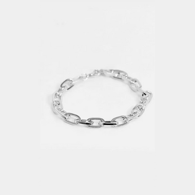 54 FLORAL 20mm OVAL LINK BRACELET - SILVER