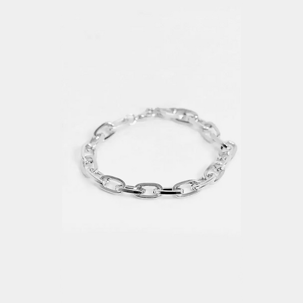 54 FLORAL 20mm OVAL LINK BRACELET - SILVER