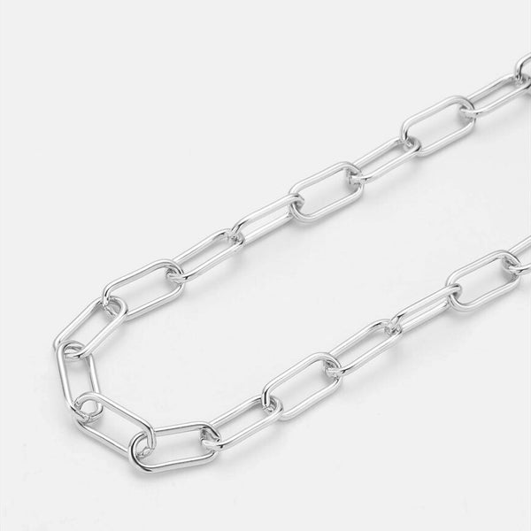 54 FLORAL 20mm OVAL LINK BRACELET - SILVER