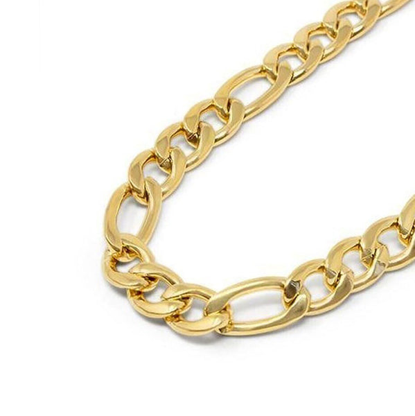 54 FLORAL 8mm FIGARO NECKLACE CHAIN - GOLD