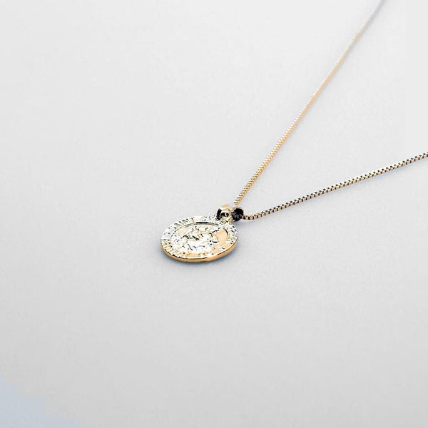 54 FLORAL SAINT CHRISTOPHER PENDANT NECKLACE CHAIN - GOLD