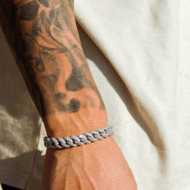 54 FLORAL 10mm ICED TENNIS CRYSTAL DIAMOND CURB BRACELET