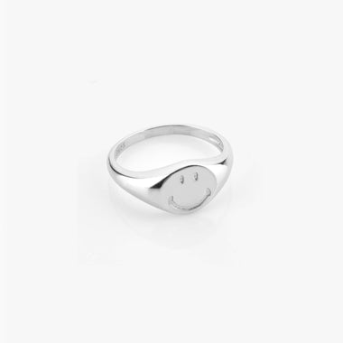 54 FLORAL SMILEY SMILE CIRCLE FACE BAND SIGNET RING