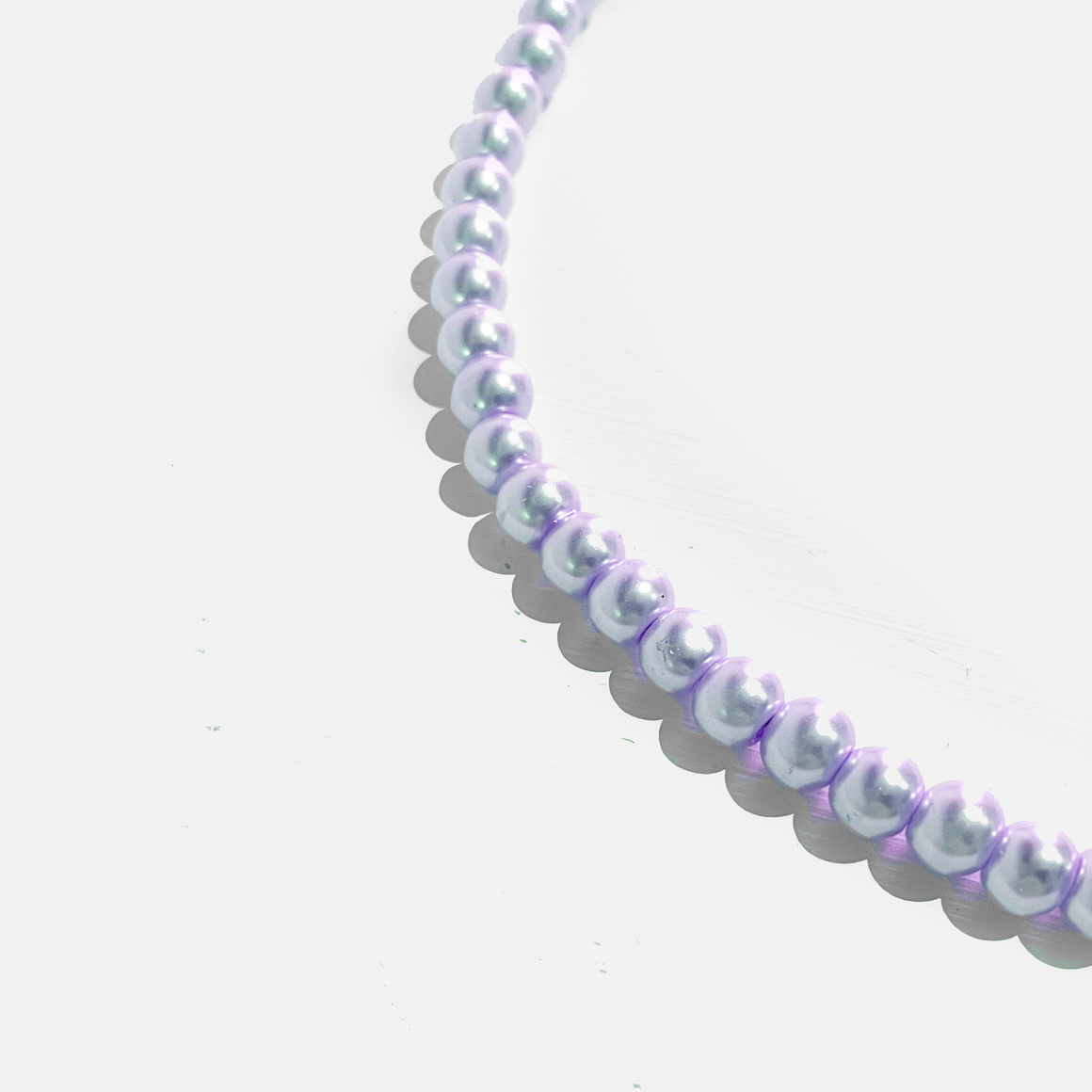 54 FLORAL 8mm PEARL NECKLACE BEAD NECKLACE CHAIN - PASTEL PURPLE