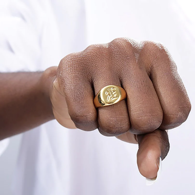 54 FLORAL PERSONALISED LETTER BAND SIGNET RING