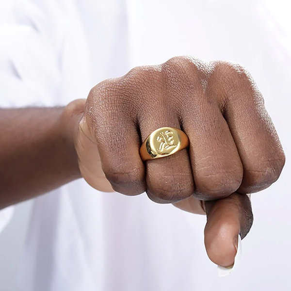 54 FLORAL PERSONALISED LETTER BAND SIGNET RING