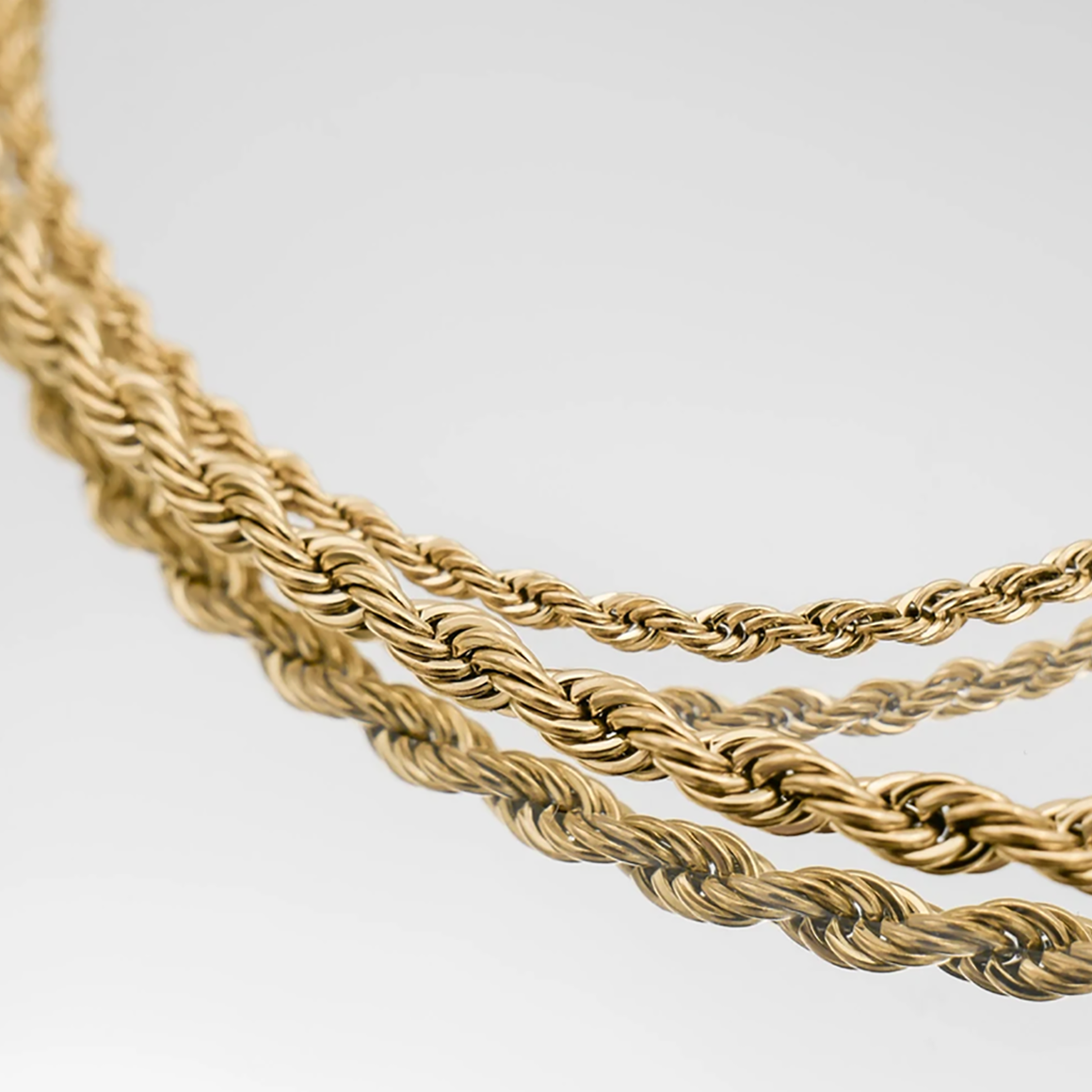 54 FLORAL 3mm SNAKE ROPE NECKLACE CHAIN - GOLD