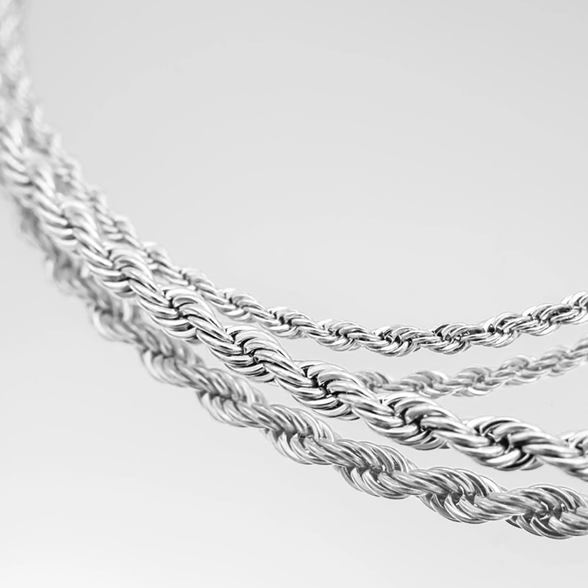 54 FLORAL 3mm SNAKE ROPE NECKLACE CHAIN - SILVER