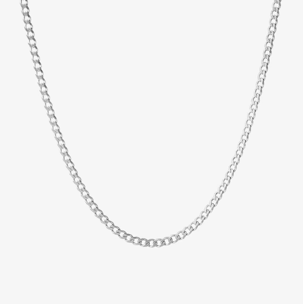 54 FLORAL 'CONNELL' 3mm CURB NECKLACE CHAIN - SILVER