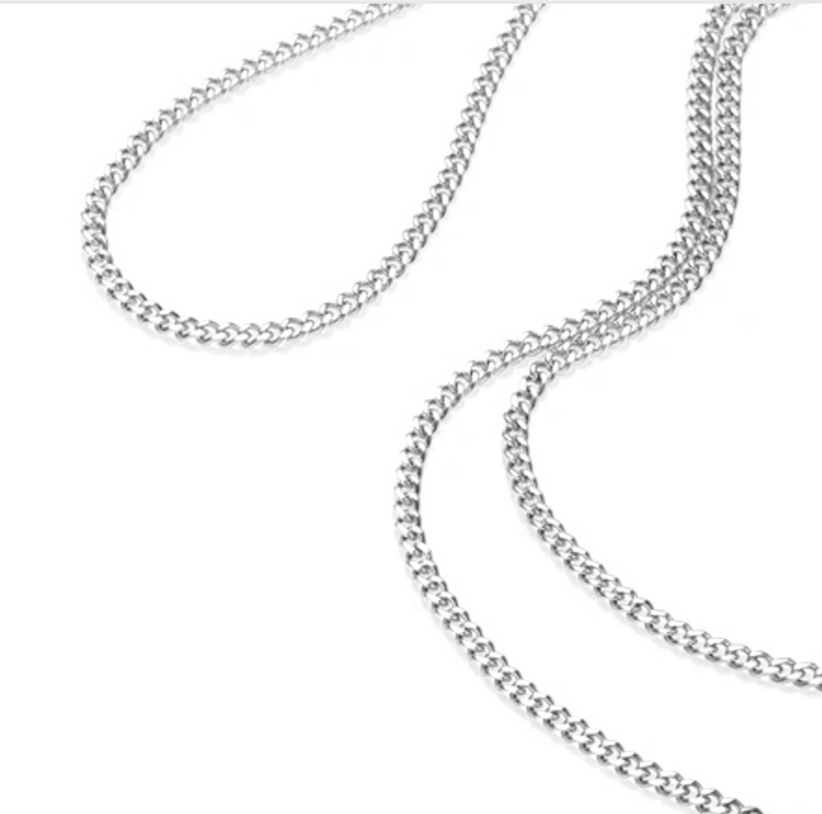 54 FLORAL 'CONNELL' 3mm CURB NECKLACE CHAIN - SILVER