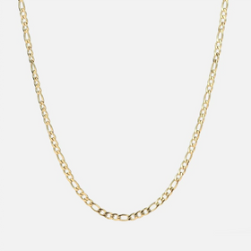 54 FLORAL 3mm FIGARO NECKLACE CHAIN - GOLD