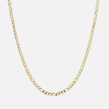 54 FLORAL 3mm FIGARO NECKLACE CHAIN - GOLD