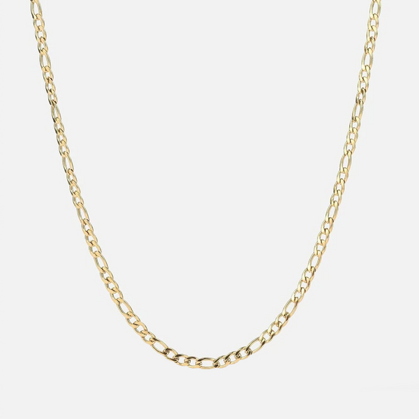 54 FLORAL 3mm FIGARO NECKLACE CHAIN - GOLD