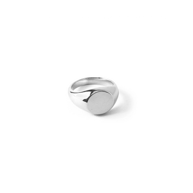 54 FLORAL CIRCLE FACE SIGNET RING - SILVER
