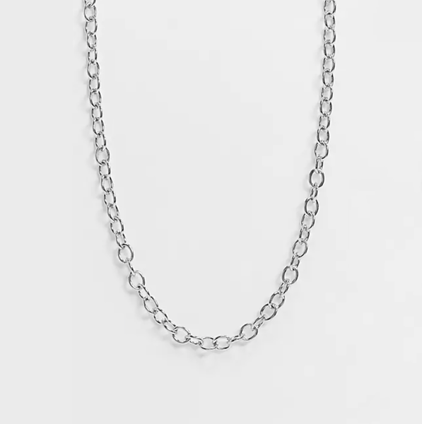 54 FLORAL T BAR PENDANT OVAL NECKLACE CHAIN - SILVER