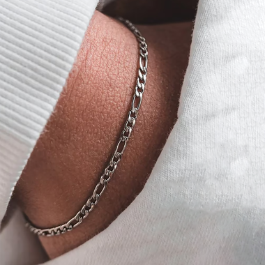 54 FLORAL 3mm FIGARO BRACELET - SILVER