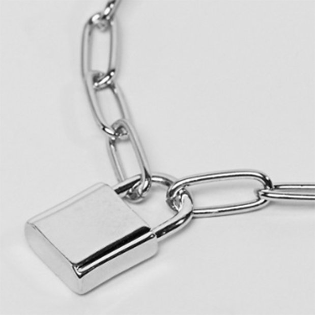 Silver lock 2025 chain necklace