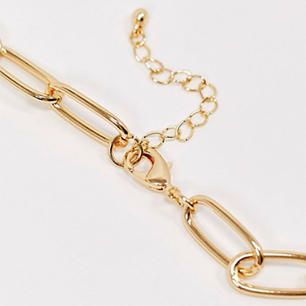 54 FLORAL PADLOCK PENDANT OVAL NECKLACE CHAIN - GOLD