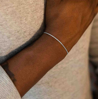 54 FLORAL 3mm ROPE TWIST BRACELET - SILVER