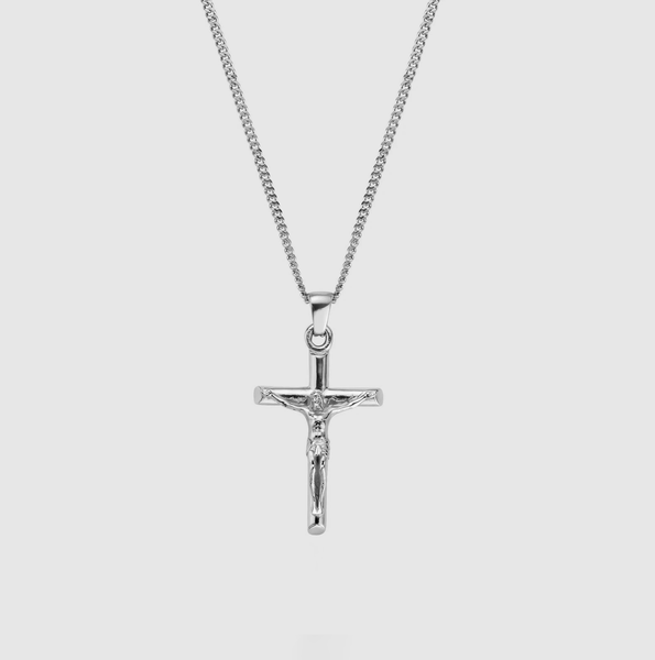 54 FLORAL CRUCIFIX CROSS PENDANT NECKLACE CHAIN - SILVER